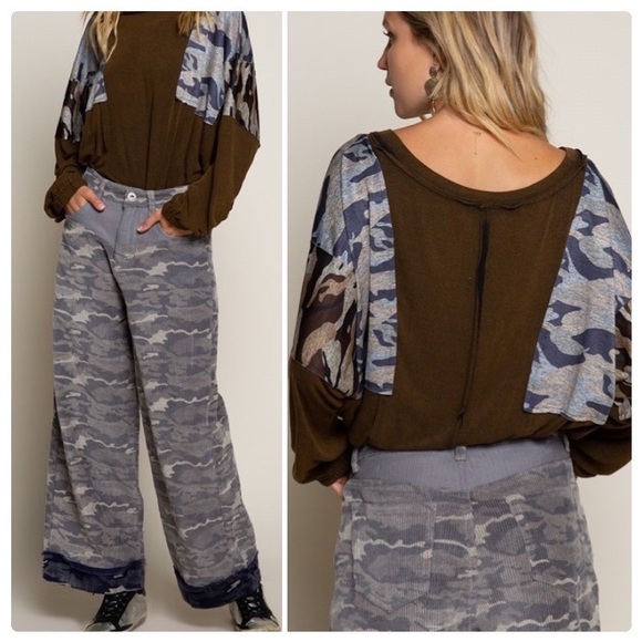 POL Camo Black Wide Leg Cords - Picture 8 of 15